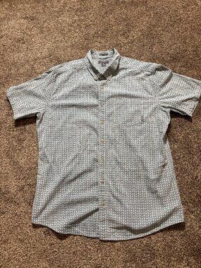 Men's Patterned Button-Down Shirt in Gray/White - Size XL